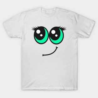 Cute Green Eyed Smiling Face T-Shirt